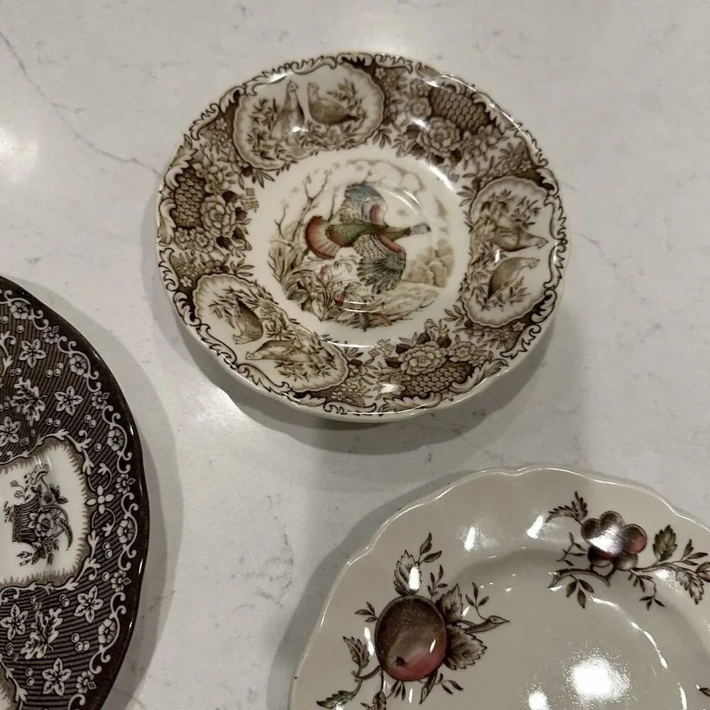 Vintage Mismatched English China Dessert Plates Set of 6 Spode Meakin